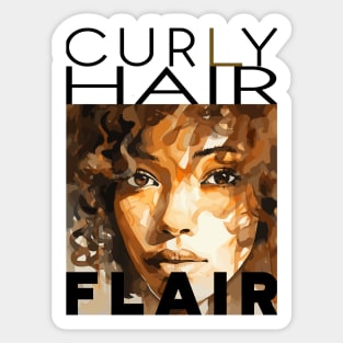 Curly hair flair style B - black text Sticker